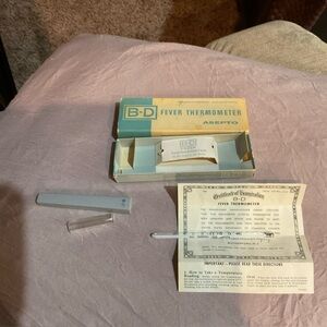 Vintage BD Fever Thermometer Glass Asepto USA Easy Read w Case original box